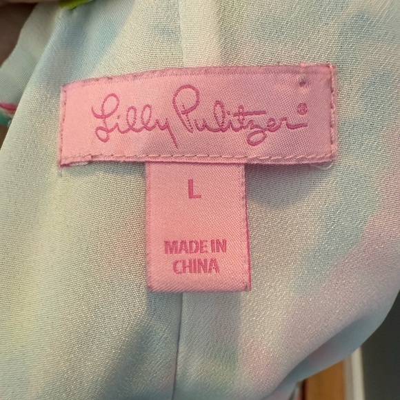 Lilly Pulitzer Dusk 100% Silk Slip Dress Womens Sz L 20" PTP Lovers Coral Floral - Picture 6 of 6